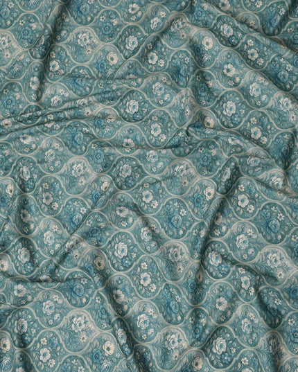 Teal Green Cotton Lawn Printed Fabric 110cm