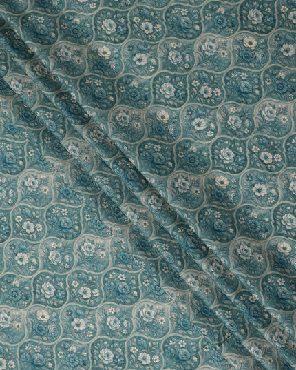 Teal Green Cotton Lawn Printed Fabric 110cm