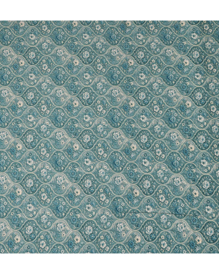 Teal Green Cotton Lawn Printed Fabric 110cm