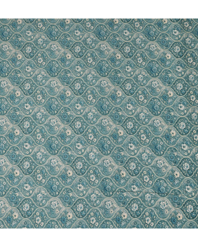 Teal Green Cotton Lawn Printed Fabric 110cm