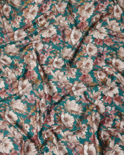 Teal Blush Cotton Satin Fabric 110cm
