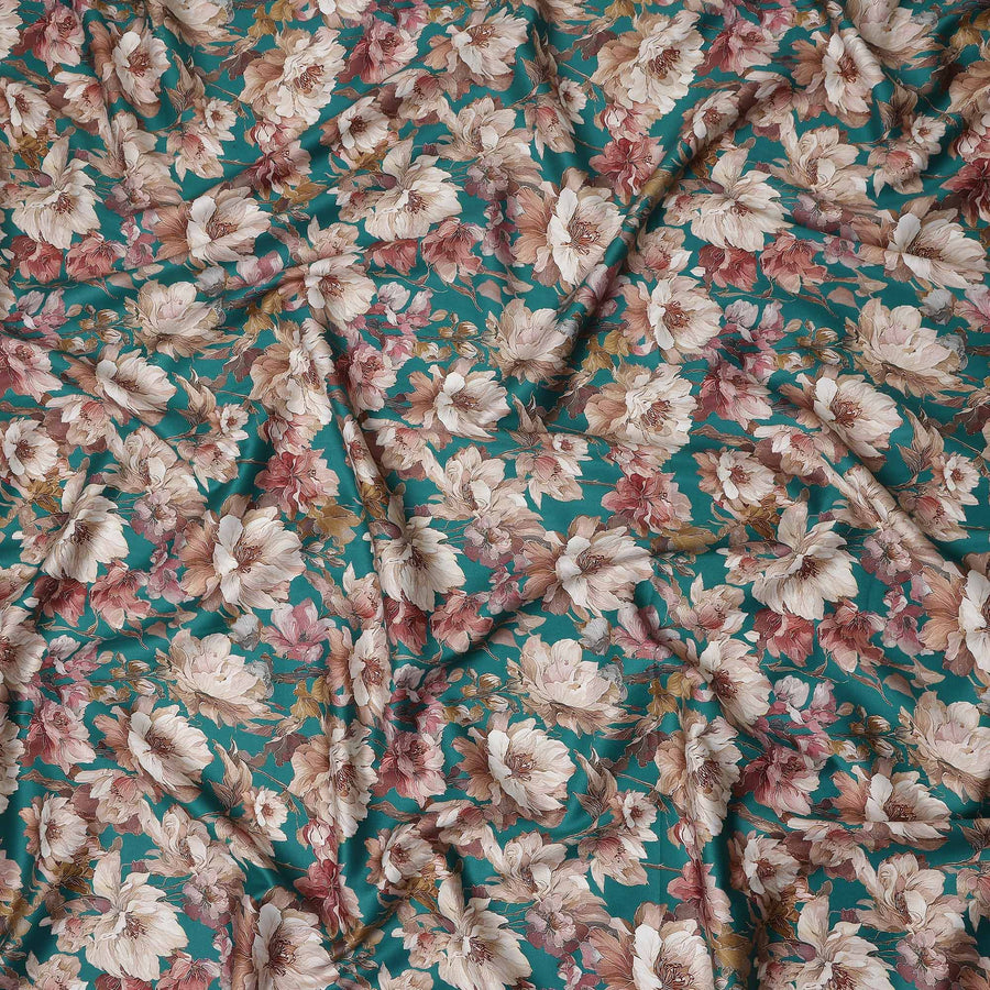 Teal Blush Cotton Satin Fabric 110cm