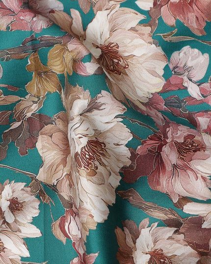 Teal Blush Cotton Satin Fabric 110cm