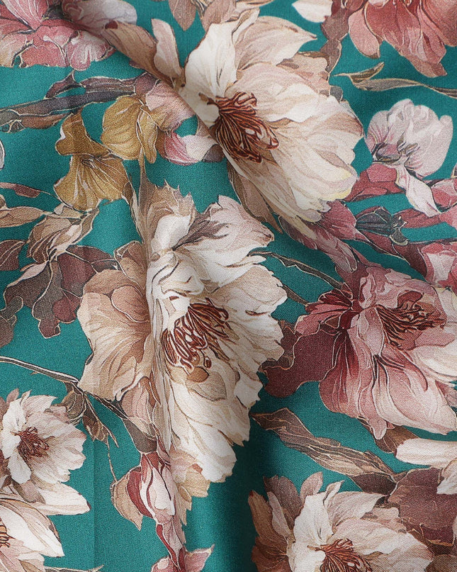 Teal Blush Cotton Satin Fabric 110cm