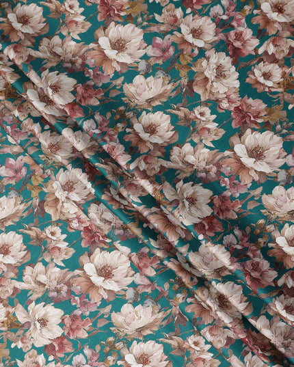 Teal Blush Cotton Satin Fabric 110cm