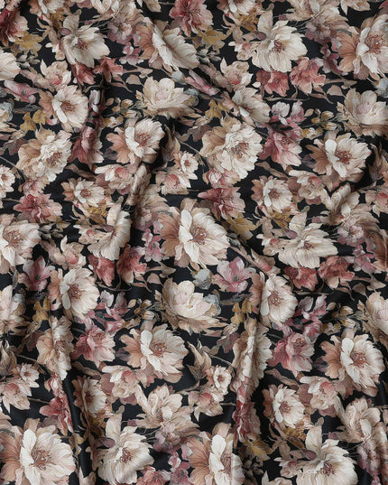 Charcoal Blush Cotton Satin Fabric 110cm