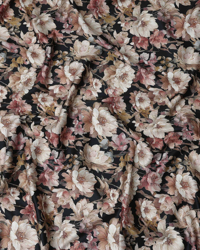 Charcoal Blush Cotton Satin Fabric 110cm
