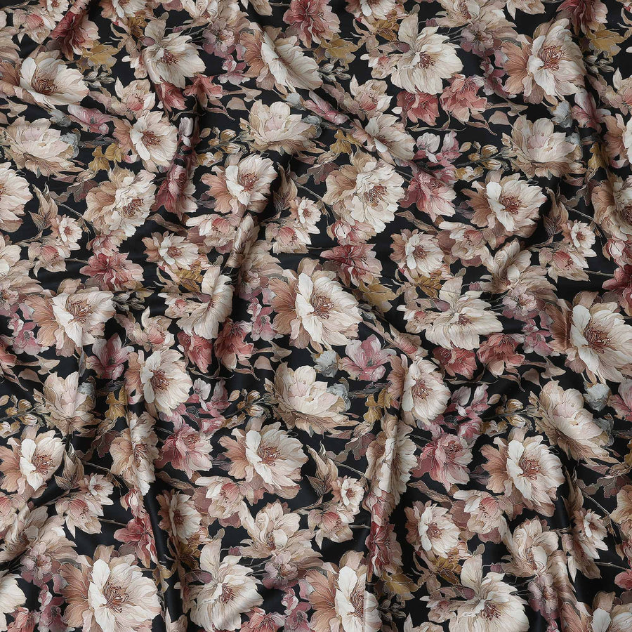 Charcoal Blush Cotton Satin Fabric 110cm