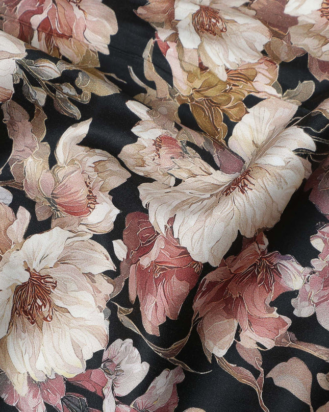 Charcoal Blush Cotton Satin Fabric 110cm