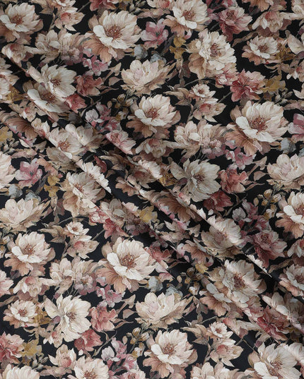Charcoal Blush Cotton Satin Fabric 110cm