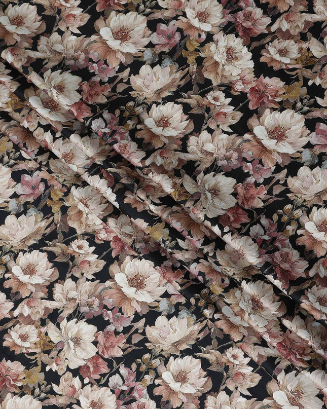 Charcoal Blush Cotton Satin Fabric 110cm