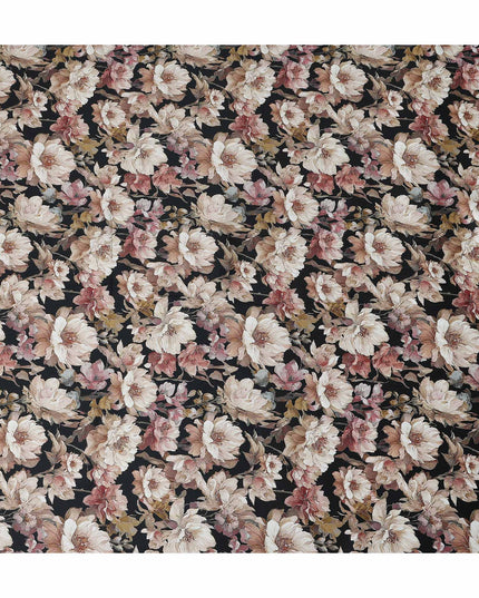 Charcoal Blush Cotton Satin Fabric 110cm
