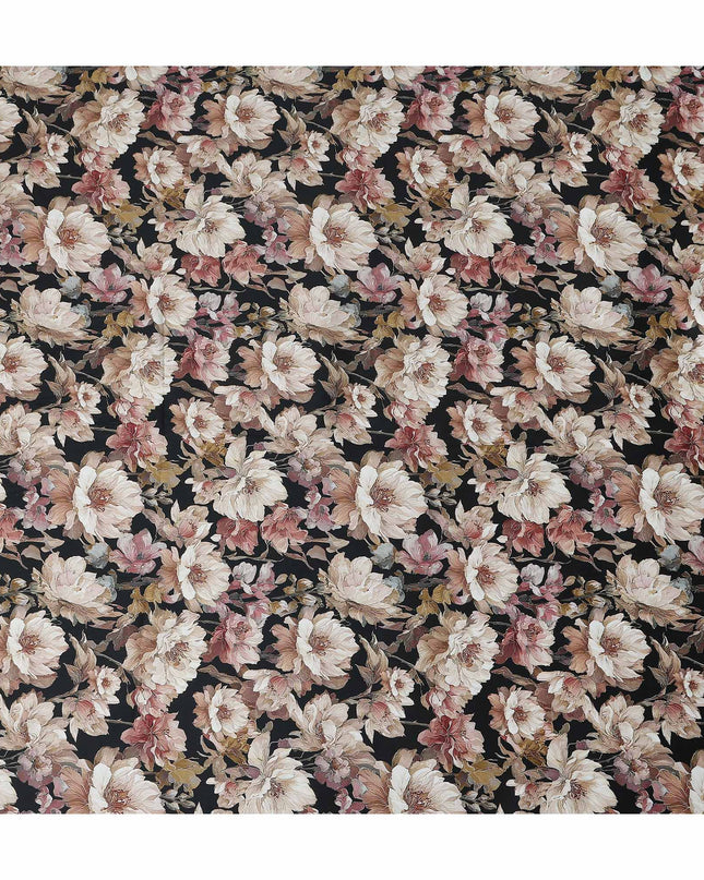 Charcoal Blush Cotton Satin Fabric 110cm
