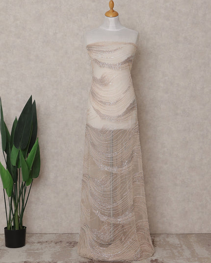 peach Abstract Nylon Tulle Fabric 140cm