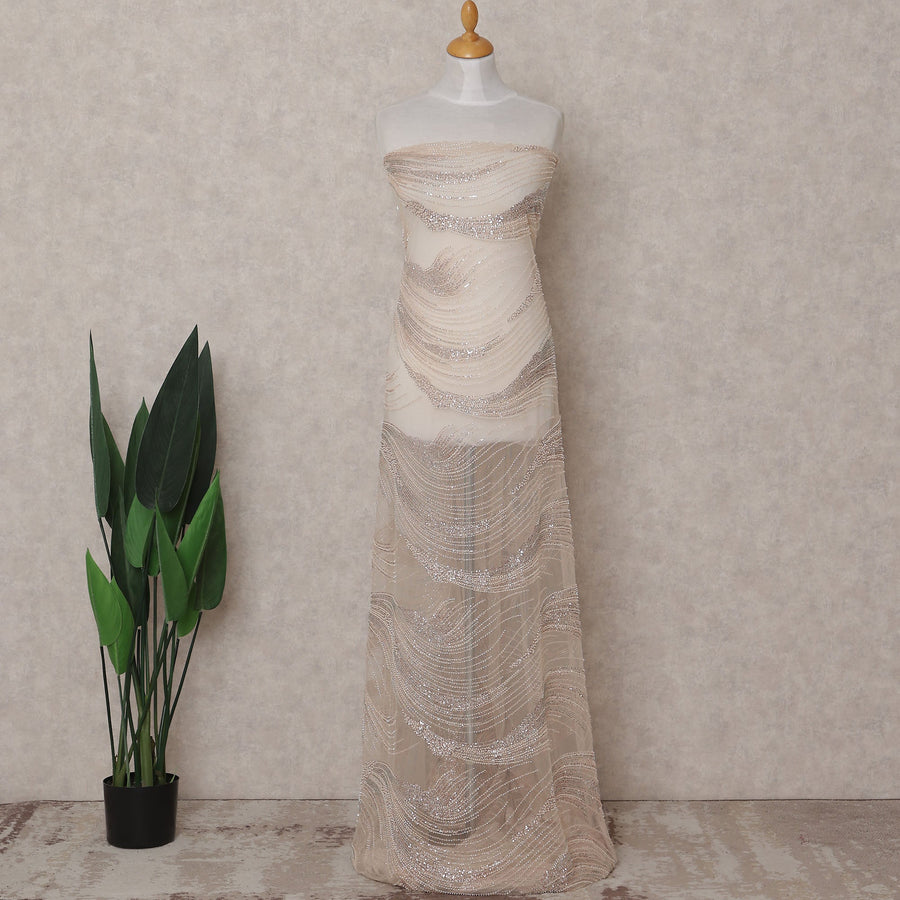 peach Abstract Nylon Tulle Fabric 140cm