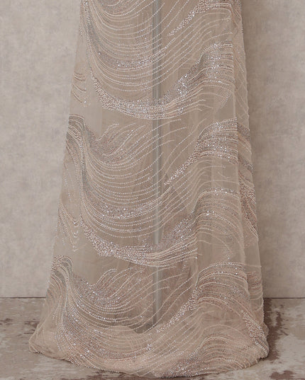 peach Abstract Nylon Tulle Fabric 140cm