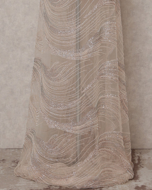 peach Abstract Nylon Tulle Fabric 140cm