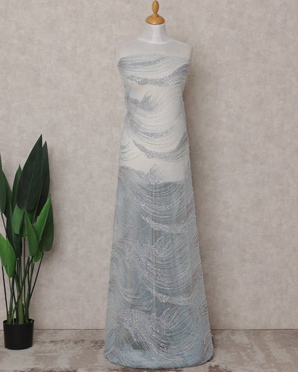 Baby Blue Abstract Nylon Tulle Fabric 140cm