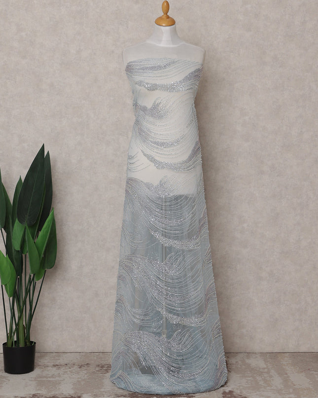 Baby Blue Abstract Nylon Tulle Fabric 140cm