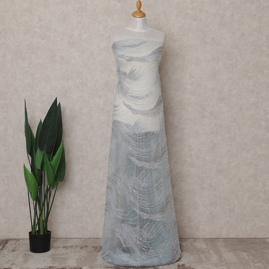 Baby Blue Abstract Nylon Tulle Fabric 140cm