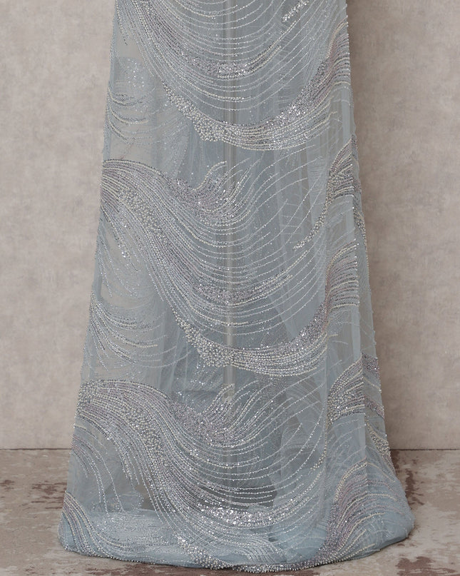 Baby Blue Abstract Nylon Tulle Fabric 140cm