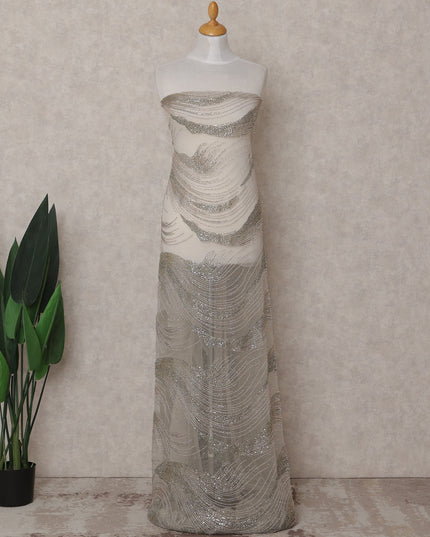 Beige Abstract Nylon Tulle Fabric 140cm