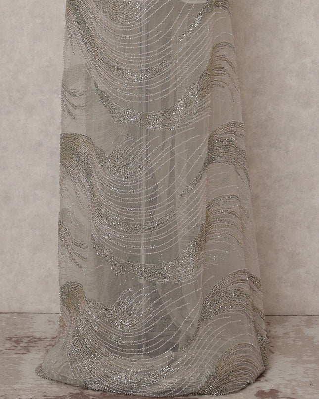 Beige Abstract Nylon Tulle Fabric 140cm