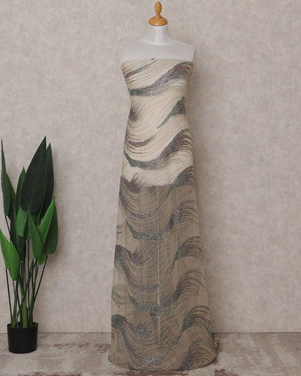 Beige Abstract Nylon Tulle Fabric 140cm