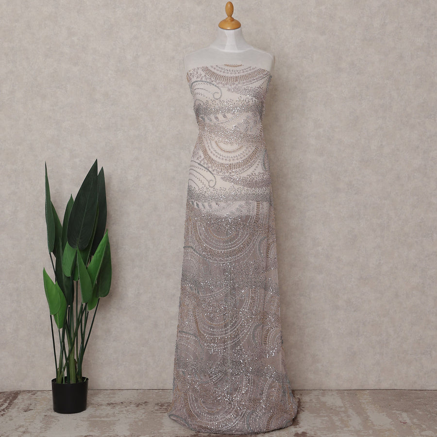 Light Pink Paisley Nylon Tulle Fabric 140cm