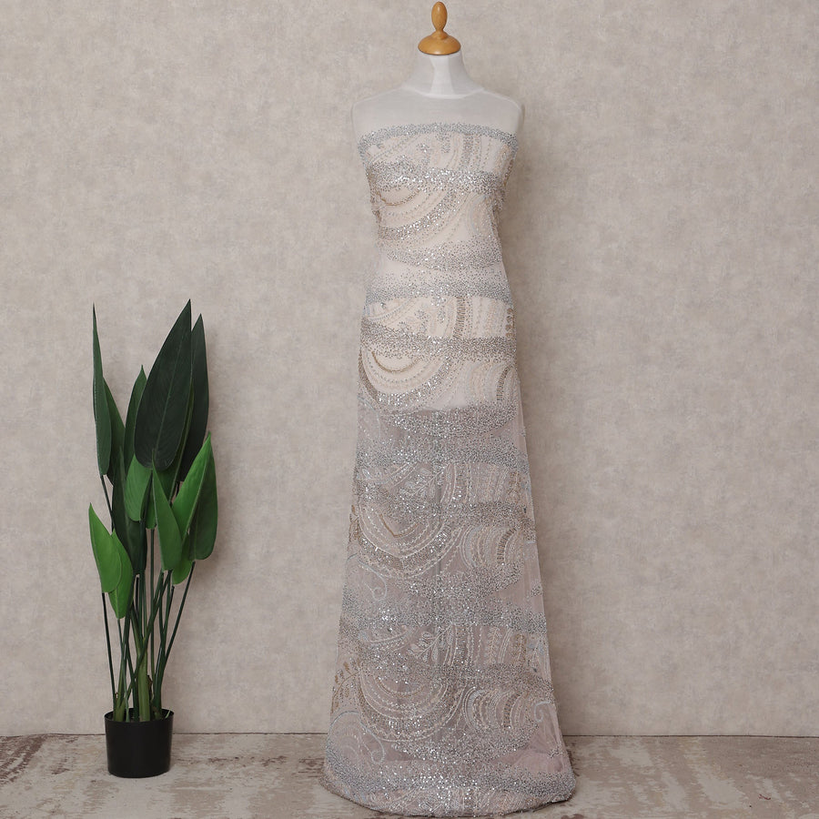 Light Pink Paisley Nylon Tulle Fabric 140cm