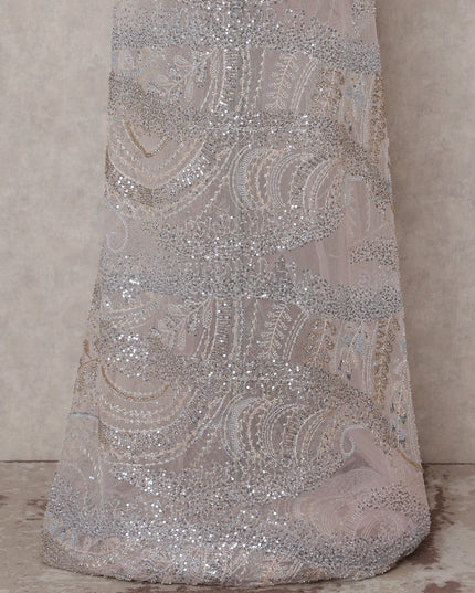 Light Pink Paisley Nylon Tulle Fabric 140cm