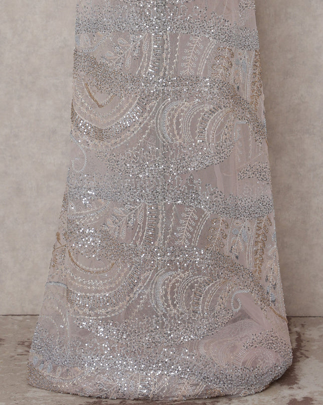 Light Pink Paisley Nylon Tulle Fabric 140cm