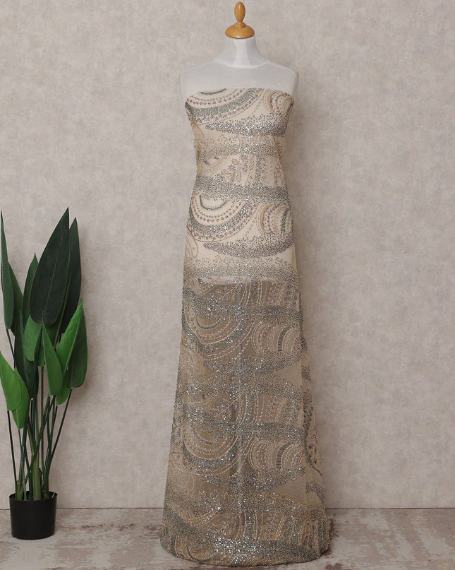 Brown Paisley Nylon Tulle Fabric 140cm