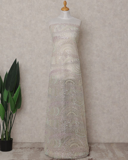White Paisley Nylon Tulle Fabric 140cm
