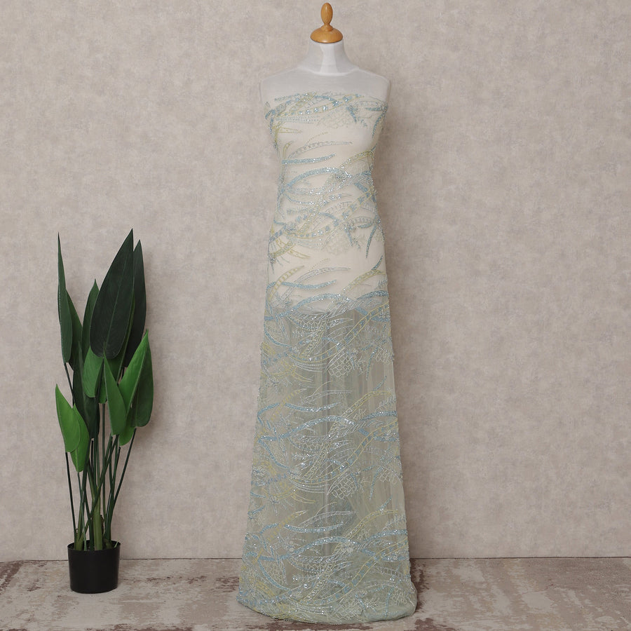 Green Abstract Nylon Tulle Fabric 140cm
