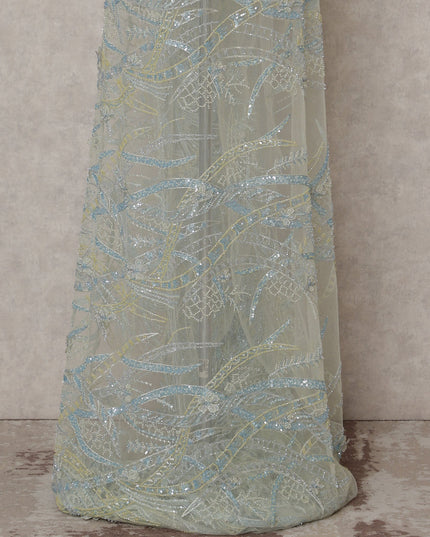Green Abstract Nylon Tulle Fabric 140cm