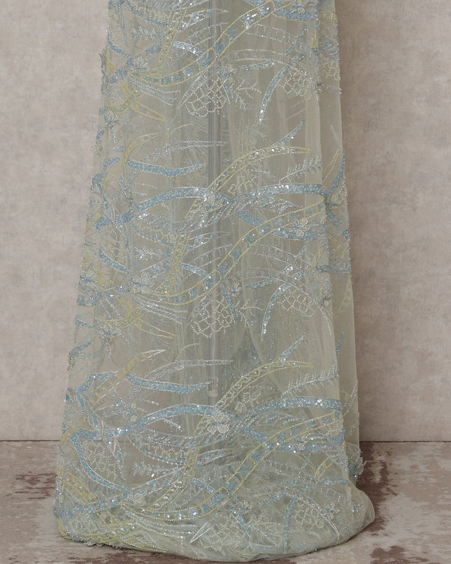 Green Abstract Nylon Tulle Fabric 140cm