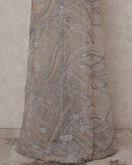 Beige Leaf Nylon Tulle Fabric 140cm