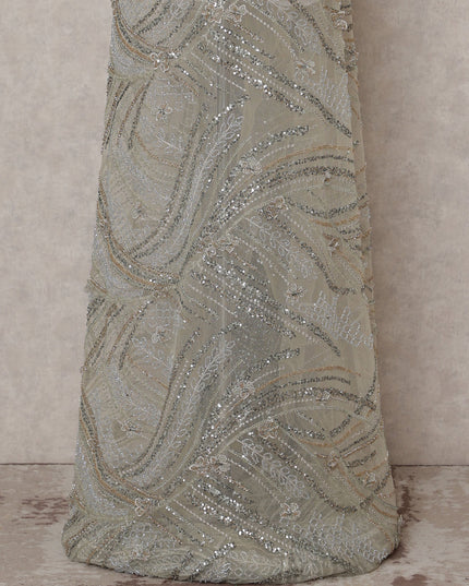Beige Leaf Nylon Tulle Fabric 140cm