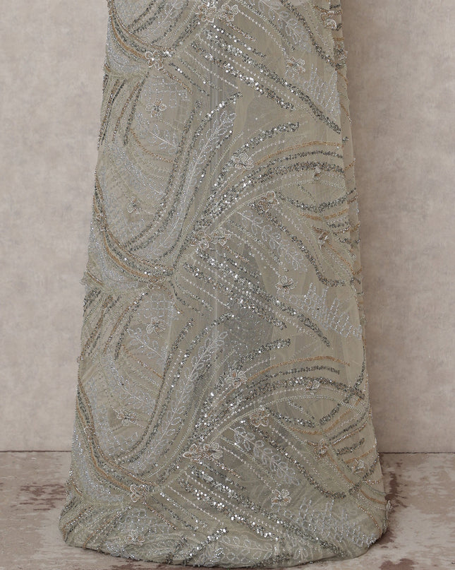 Beige Leaf Nylon Tulle Fabric 140cm