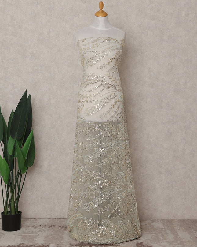 Light Yellow Leaf Nylon Tulle Fabric 140cm