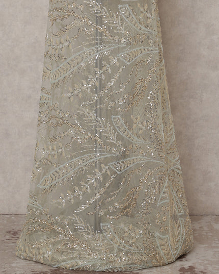 Light Yellow Leaf Nylon Tulle Fabric 140cm