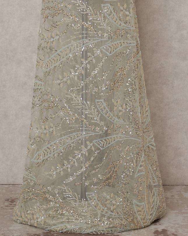 Light Yellow Leaf Nylon Tulle Fabric 140cm