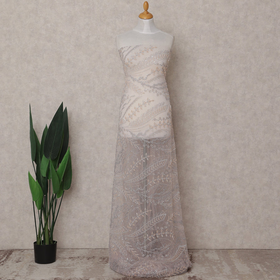 Light Pink Leaf Nylon Tulle Fabric 140cm