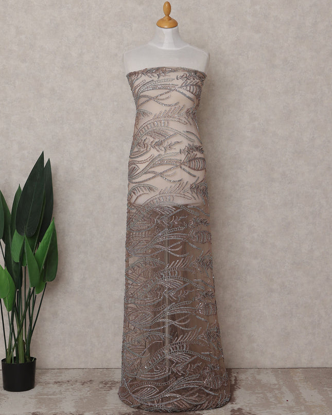 Brown Leaf Nylon Tulle Fabric 140cm
