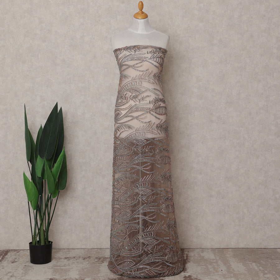 Brown Leaf Nylon Tulle Fabric 140cm
