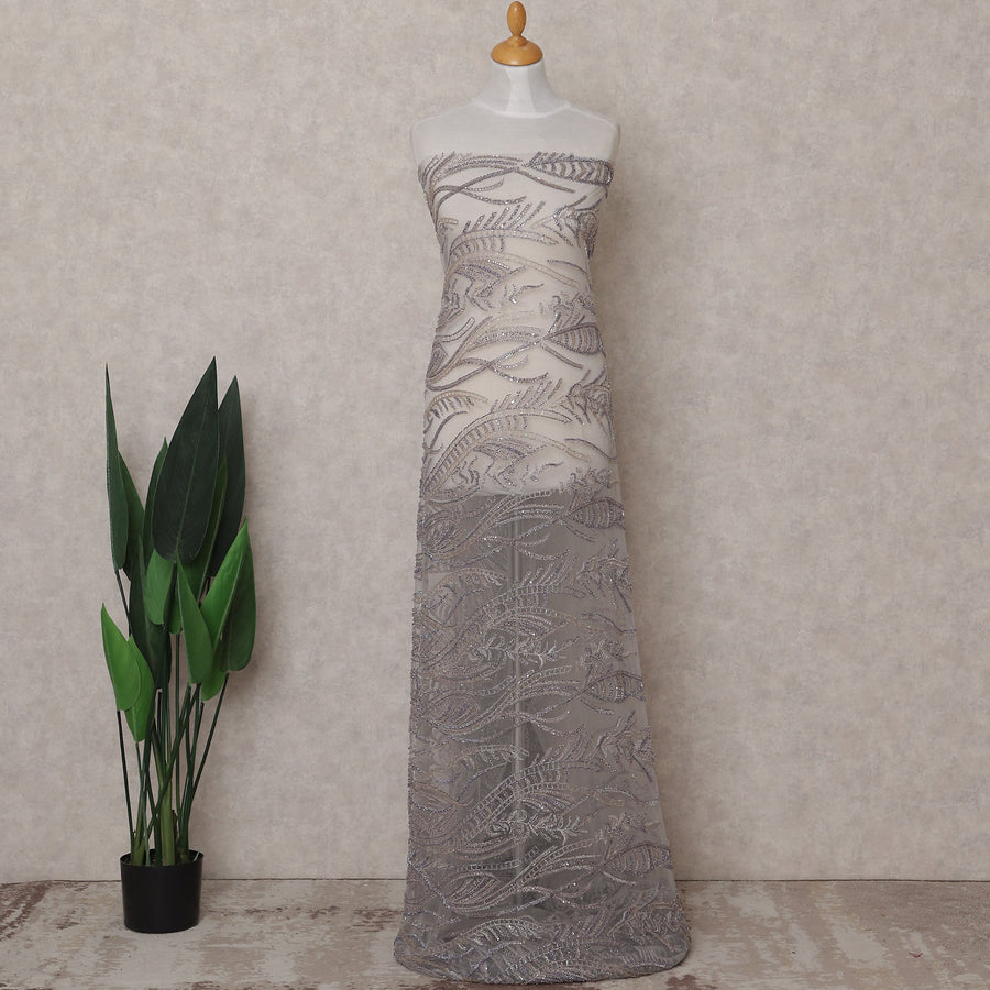 Purple Leaf Nylon Tulle Fabric 140cm