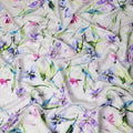 Silver Grey Floral Silk Crepe Jacquard Fabric 110cm