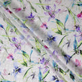 Silver Grey Floral Silk Crepe Jacquard Fabric 110cm