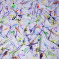Lilac Purple Floral Silk Crepe Jacquard Fabric 110cm